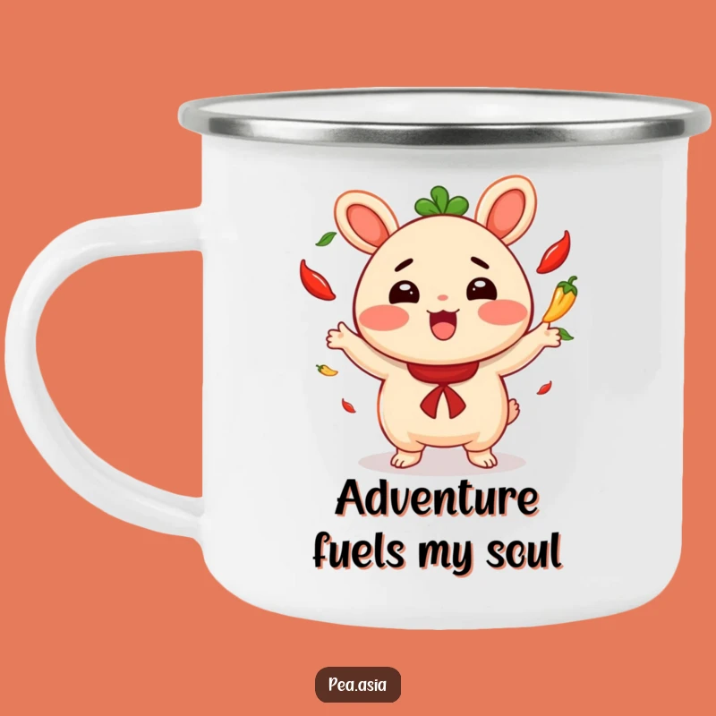 Funny Bao Bun Camping Mug: Cheerful Chili Juggler for Outdoor Fun