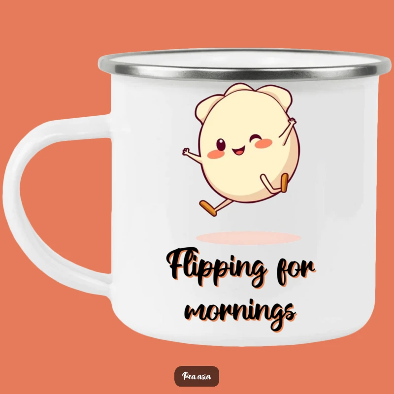 Funny Gyoza Cartwheel Camping Mug: Outdoor Dumpling Adventure, Great Funny Gift