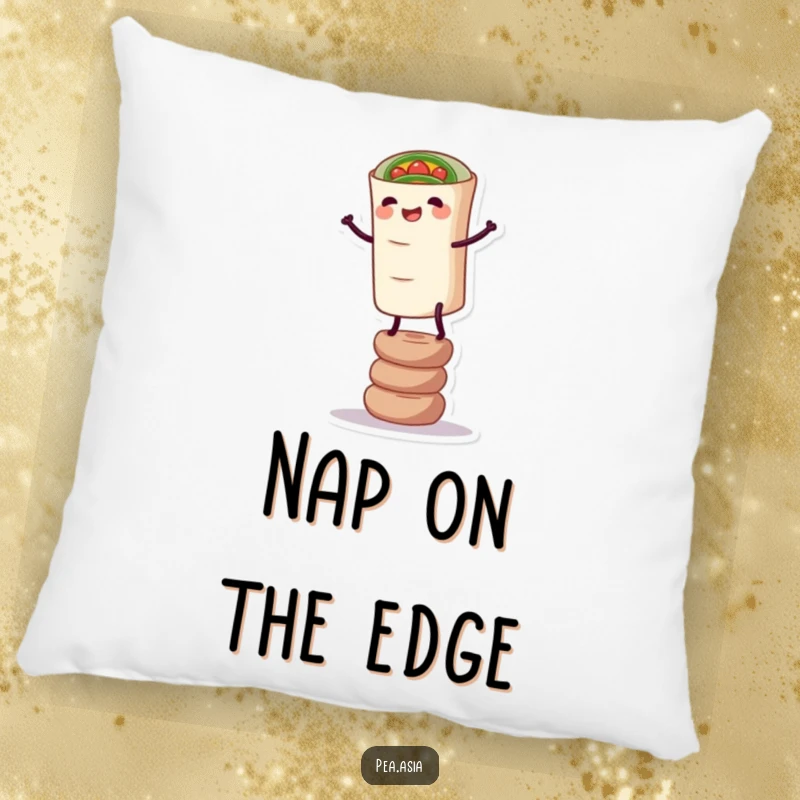 Funny Spring Roll Pillow: A plush pillow featuring a spring roll character with legs balancing precariously, offering comfort and comedic flair.