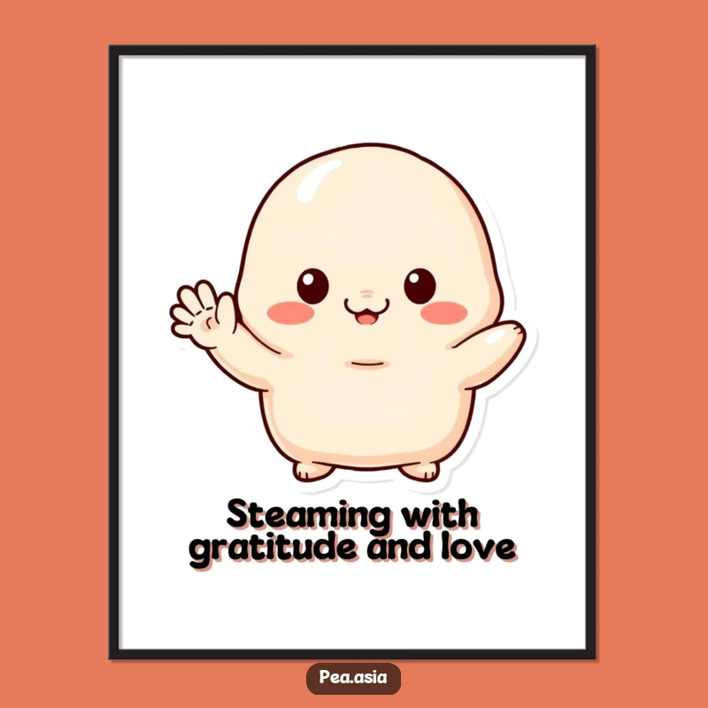 Shy Dumpling Waving Free Printable Wall Art - Cute Downloadable Decor