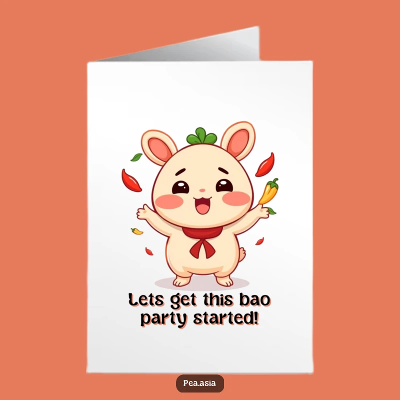 Excited Bao Bun Juggling Peppers Free Printable Birthday Card